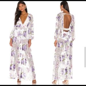 For Love and Lemons Wildflower Foil lace Maxi dress *SOLD OUT EVERYWHERE * rare